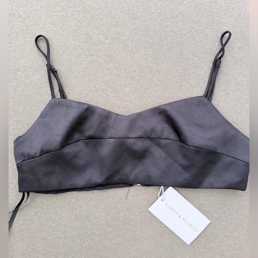 NWT Saints & Secrets Black Satin Bralette
